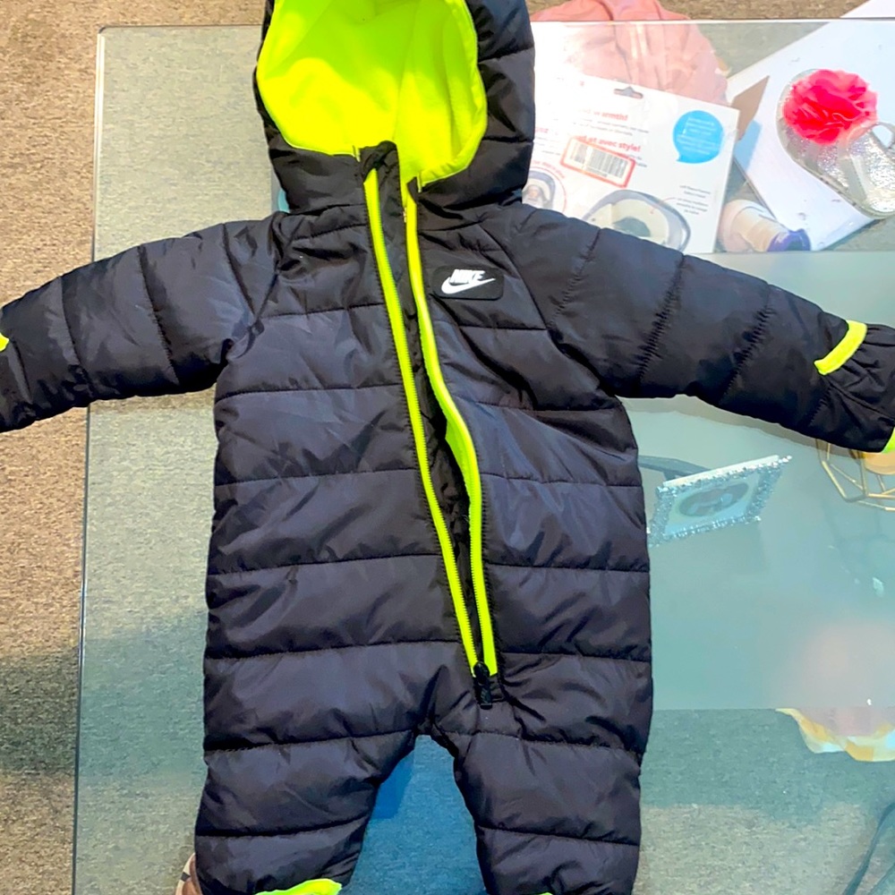 Boys, Nike snowsuit, size newborn, neon, green, and black